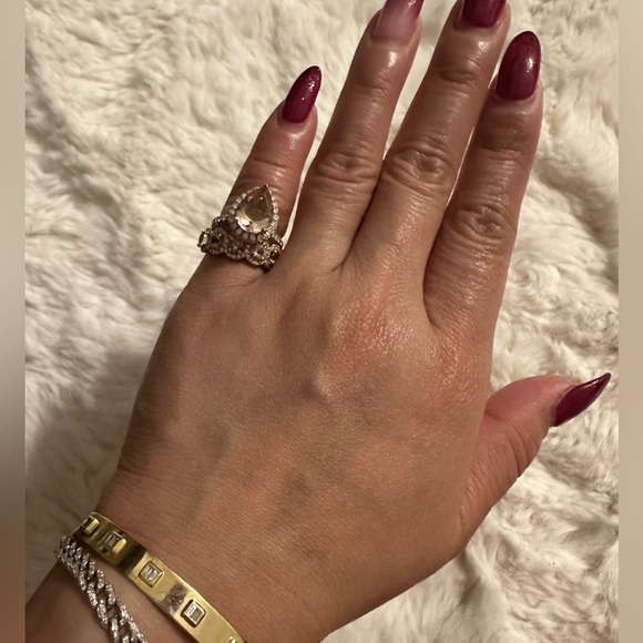 14k morganite wedding ring set - Picture 4 of 10